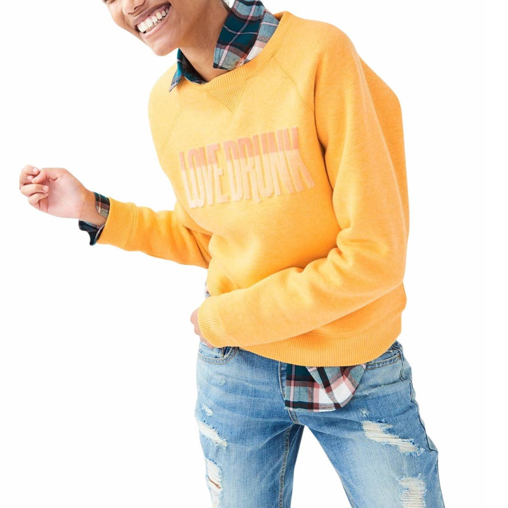 Aeropostale "Love Drunk" Yellow crewneck sweatshirt size XL